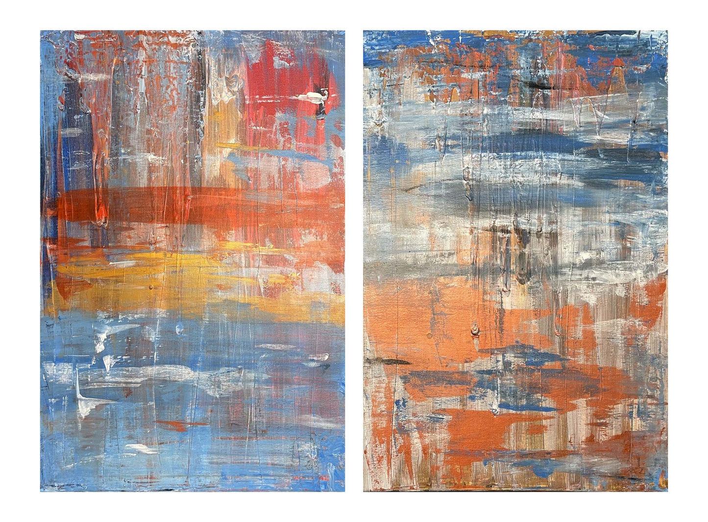 Painting on Canvas AB#242 “Diptych Bronze Waterfalls”