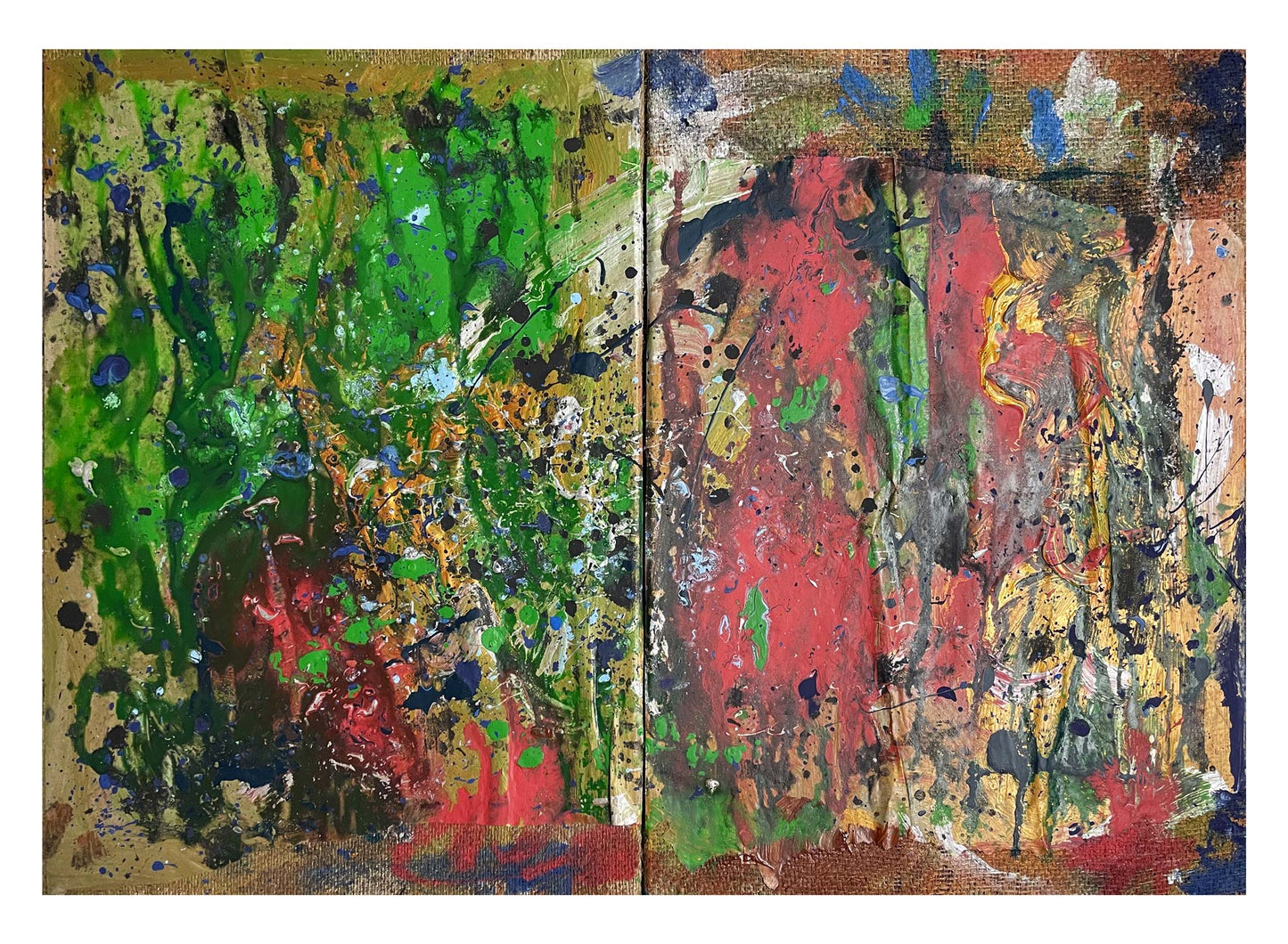 Painting on Raw Canvas AB#329 “Diptych Desert and Nature”
