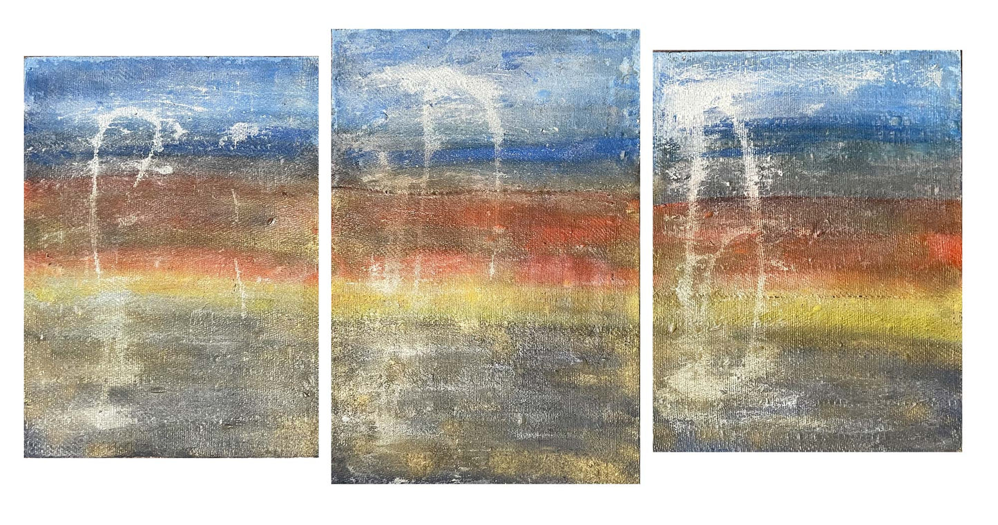 Painting on raw canvas AB#342 “Triptych New Horizon”