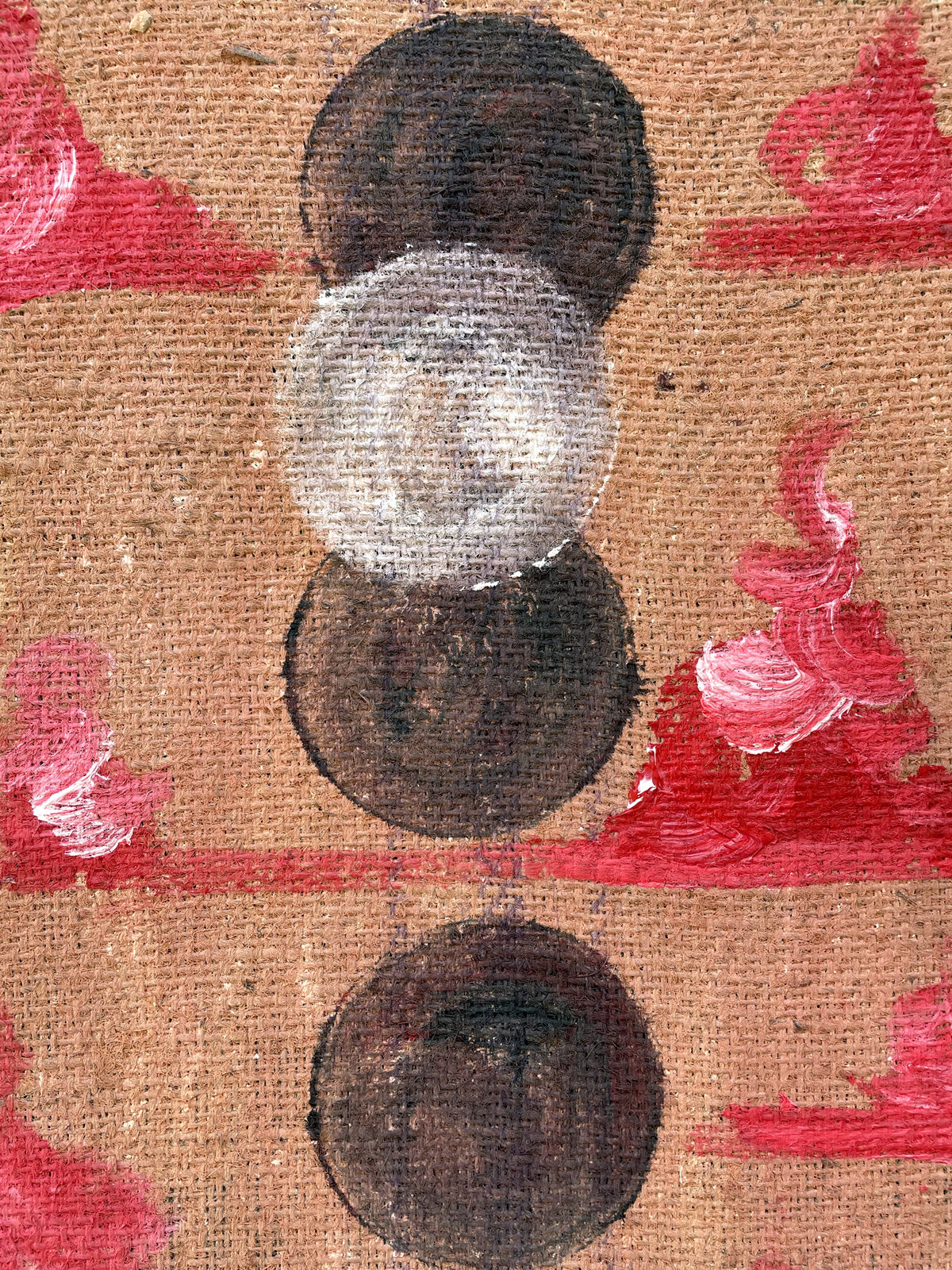 Dettaglio del dipinto "Red Eclypse" di Mattia Paoli, texture materica