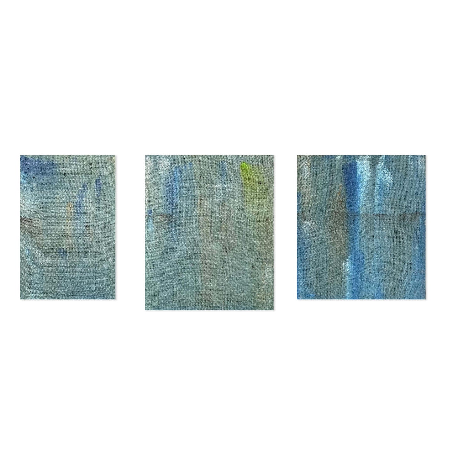 Painting on Raw Canvas AB#315 “Cold Air Triptych”