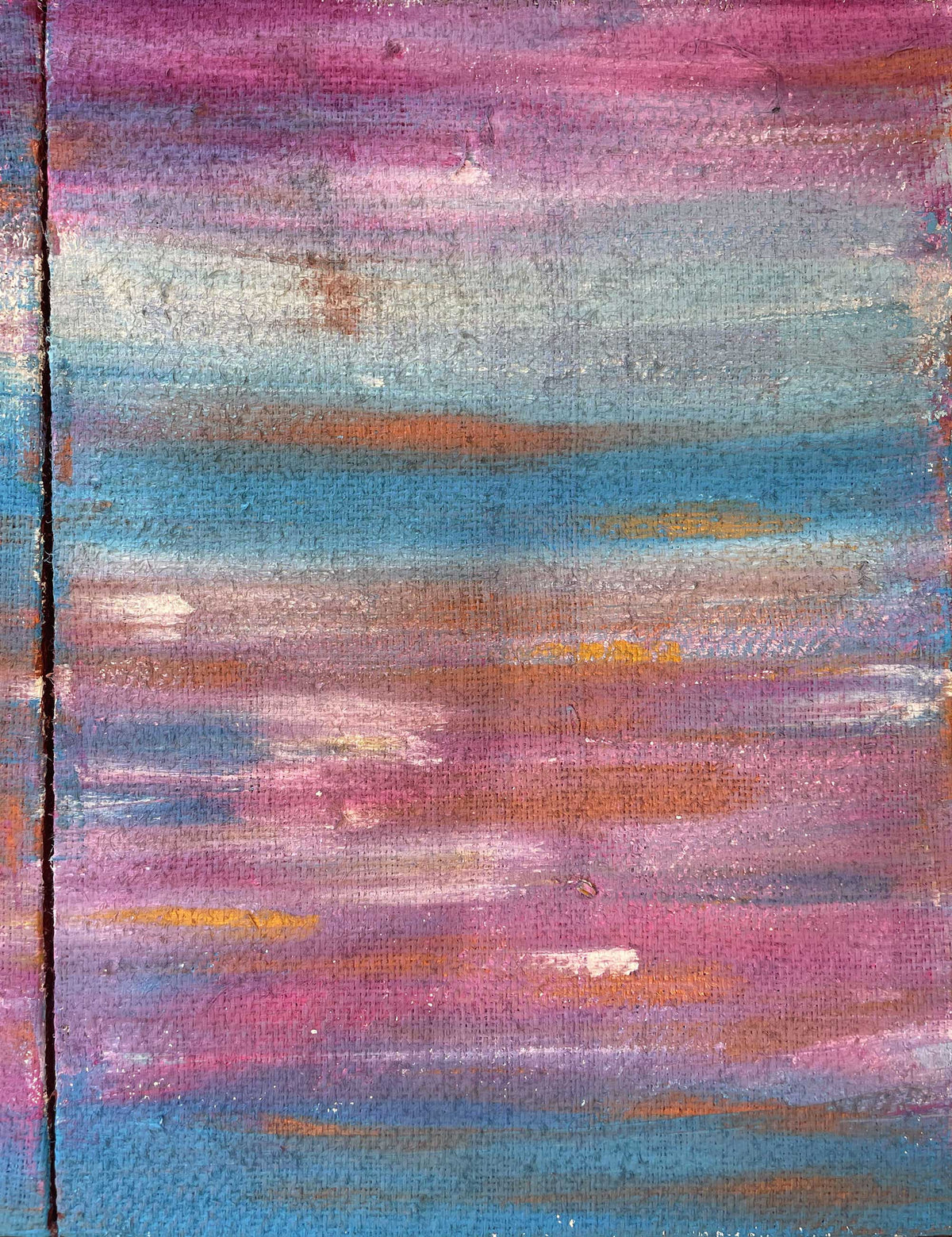 Dettaglio del trittico "Tramonto di Agosto" di Mattia Paoli, texture materica