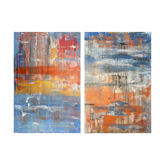 Painting on Canvas AB#242 “Diptych Bronze Waterfalls”