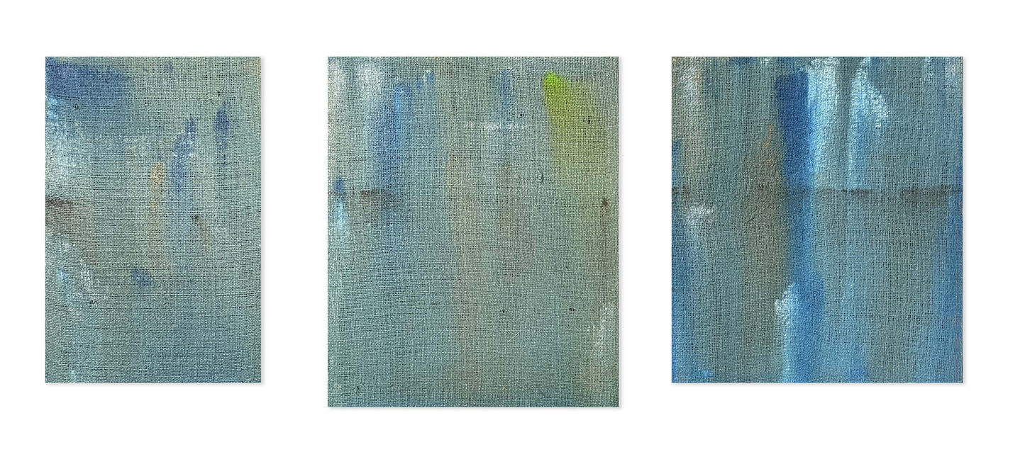Painting on Raw Canvas AB#315 “Cold Air Triptych”