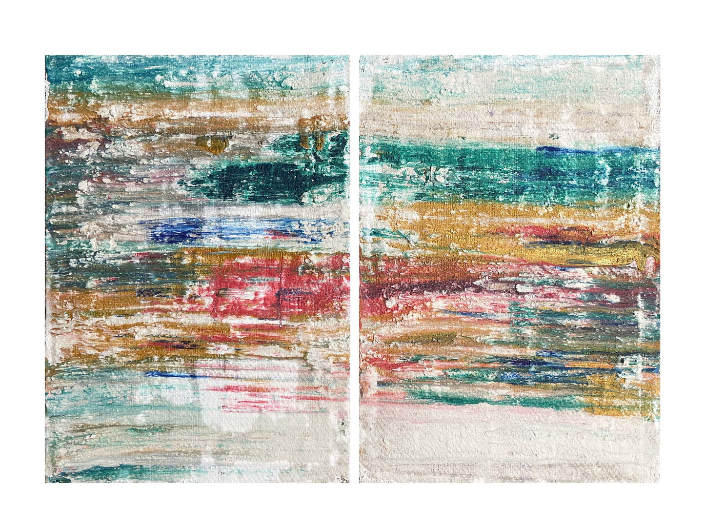 Painting on Raw Canvas AB#331 Diptych “Sunrise”