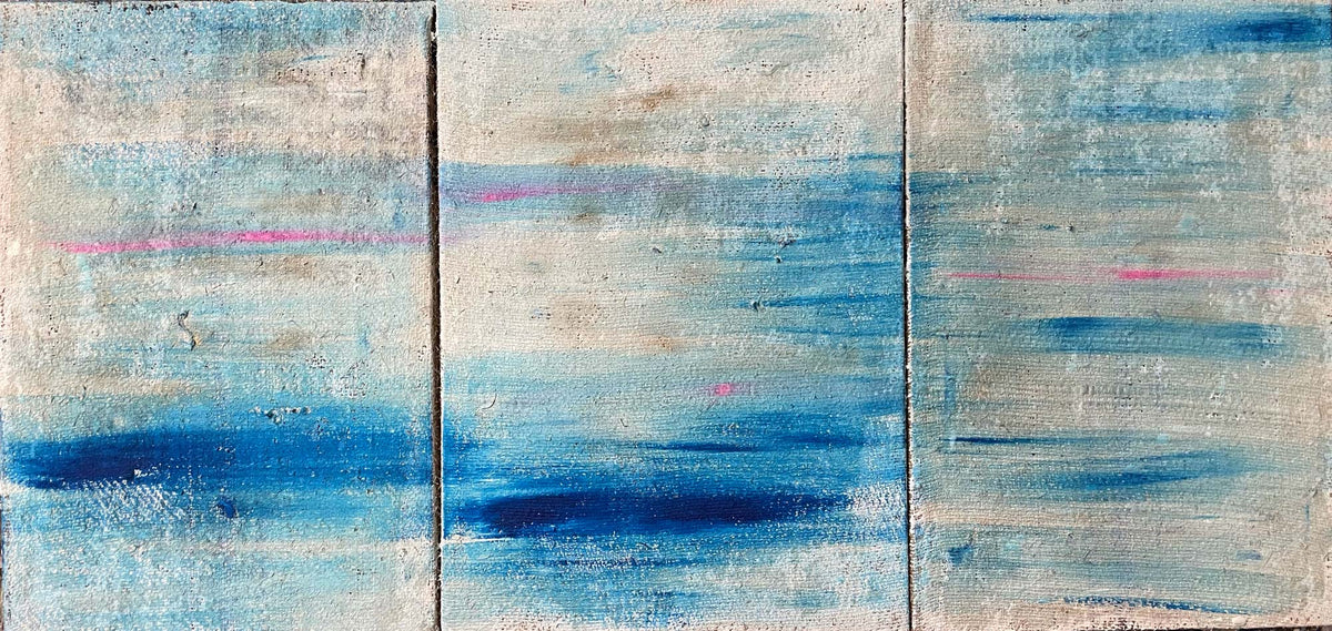 Dettaglio del dipinto "Blue Future" di Mattia Paoli, NOJ Culture Gallery