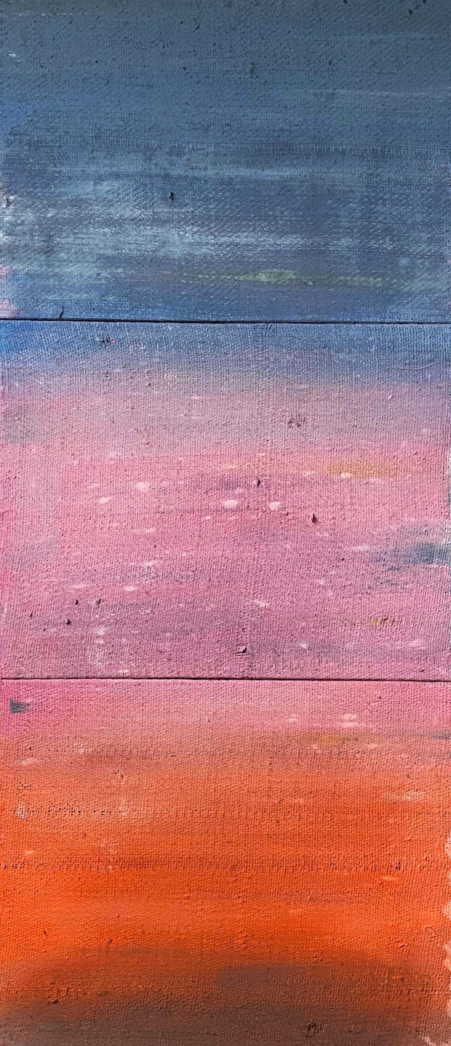 Painting on raw canvas AB#338 “Triptych Sunset”