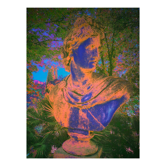 Fotografia digitale "Roman Sculpture I" di Mattia Paoli, busto romano rielaborato in chiave astratta, stampa su tela 150x100 cm